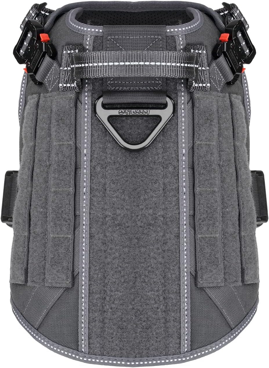 Tactical Dog Harness ,Medium Size, 2X Metal Buckle,Working Dog MOLLE Vest with Handle,No Pulling Front Leash Clip,Hook and Loop Panel
